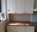 Keittiön yläkaappi ja alakaappi, hitastin mekanismilla olevat ovet ja laatikostot, leveys 1200 mm, esittelykappale (1)